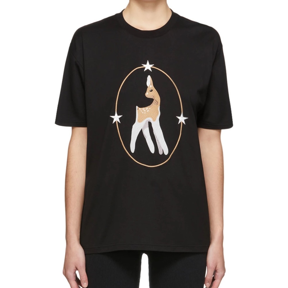 Burberry Black Deer Graphic Oversized T-Shirt